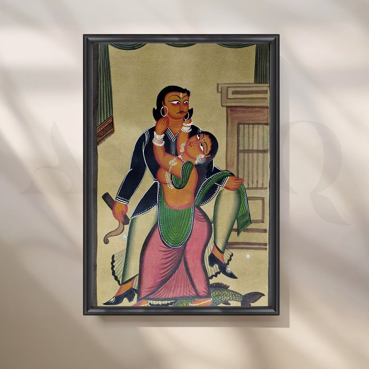 Classical Indian Couple Canvas Artwork – Asha Art Studio – Image 3