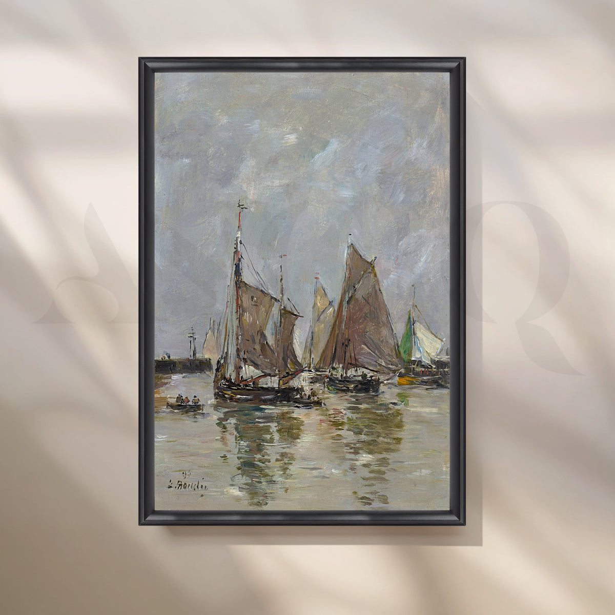 Harbor Sailboats Reflections Canvas Artwork – Asha Art Studio – Image 3