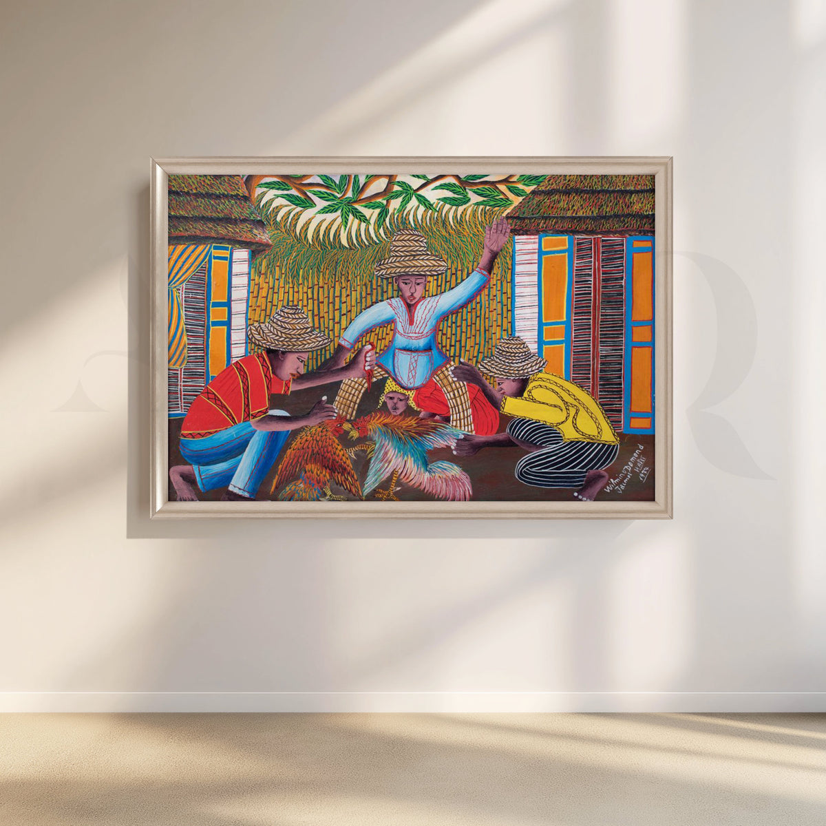 Tropical Village Gathering Folk Canvas Artwork – Asha Art Studio – Image 4