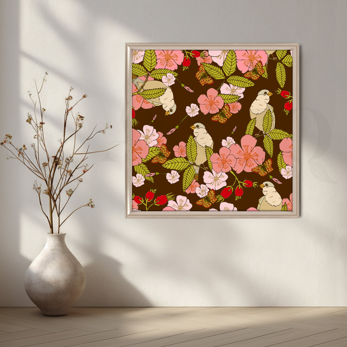Tropical Birds and Blossoms Canvas Artwork – Asha Art Studio – Image 4