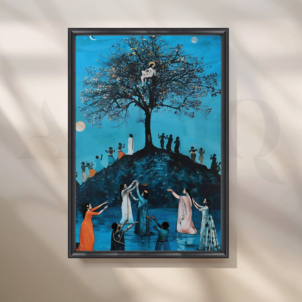 Midnight Melody Under the Tree Canvas Artwork – Asha Art Studio – Image 3