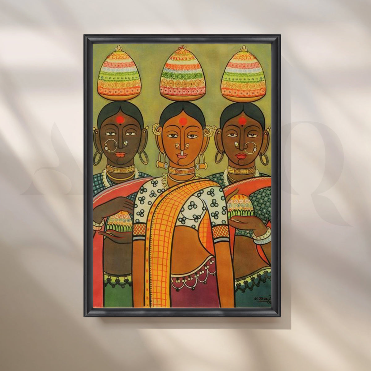 Traditional Indian Women Procession Artwork – Asha Art Studio – Image 3