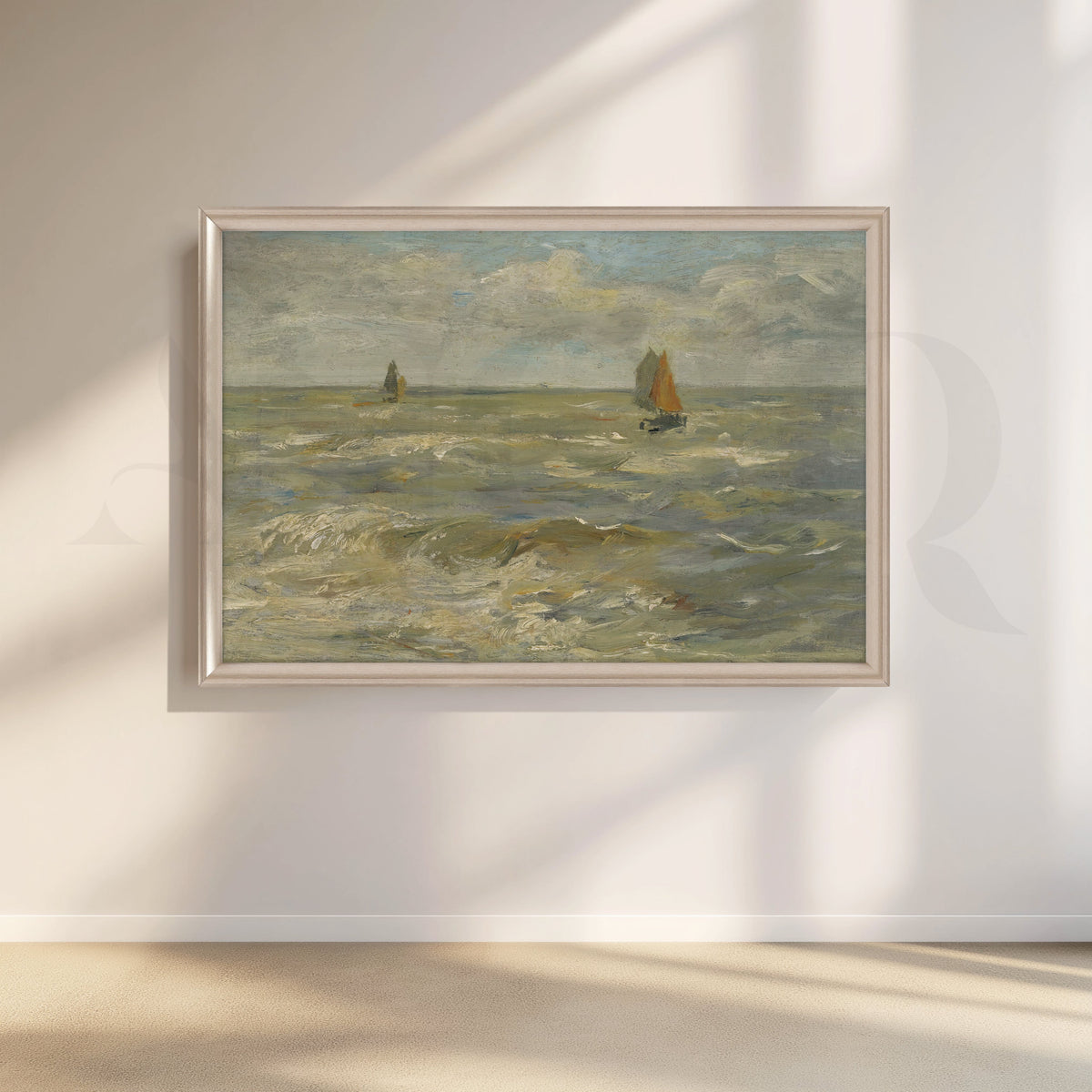 Rough Sea and Distant Sails Canvas Artwork – Asha Art Studio – Image 4