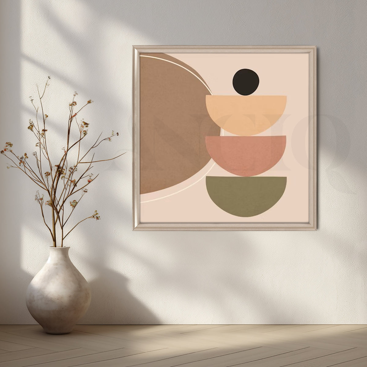 Neutral Stacked Bowls Canvas Artwork – Asha Art Studio – Image 4