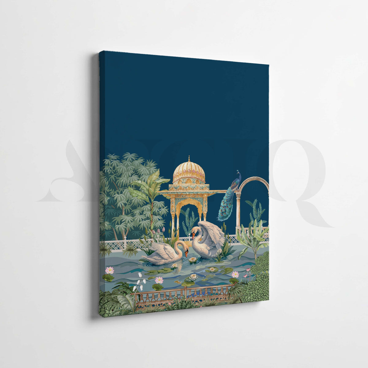 Royal Swan Palace Gallery Wall Canvas Artwork Set of 2 – Asha Art Studio – Image 4