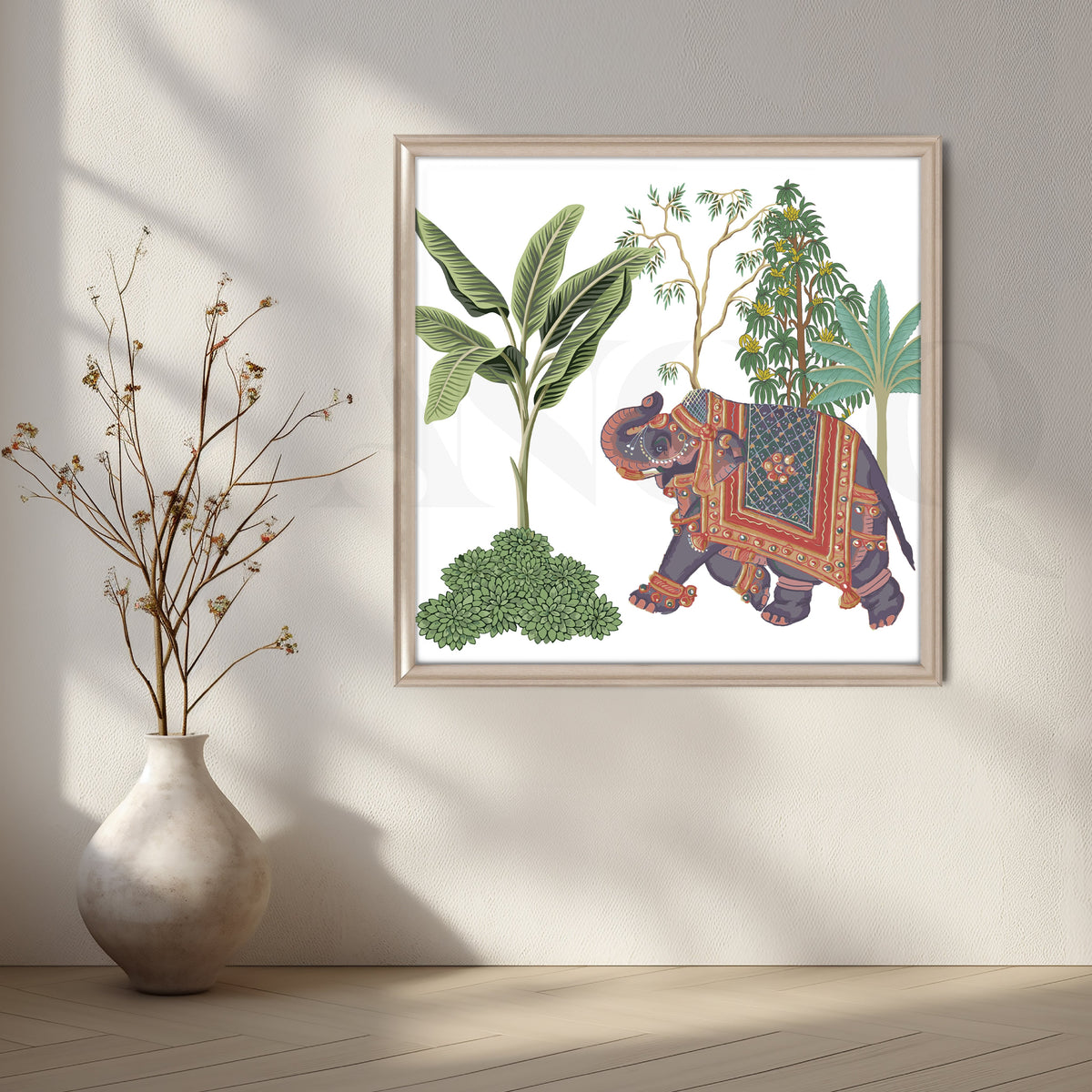 Tropical Jungle Elephant Botanical Canvas Artwork – Asha Art Studio – Image 4