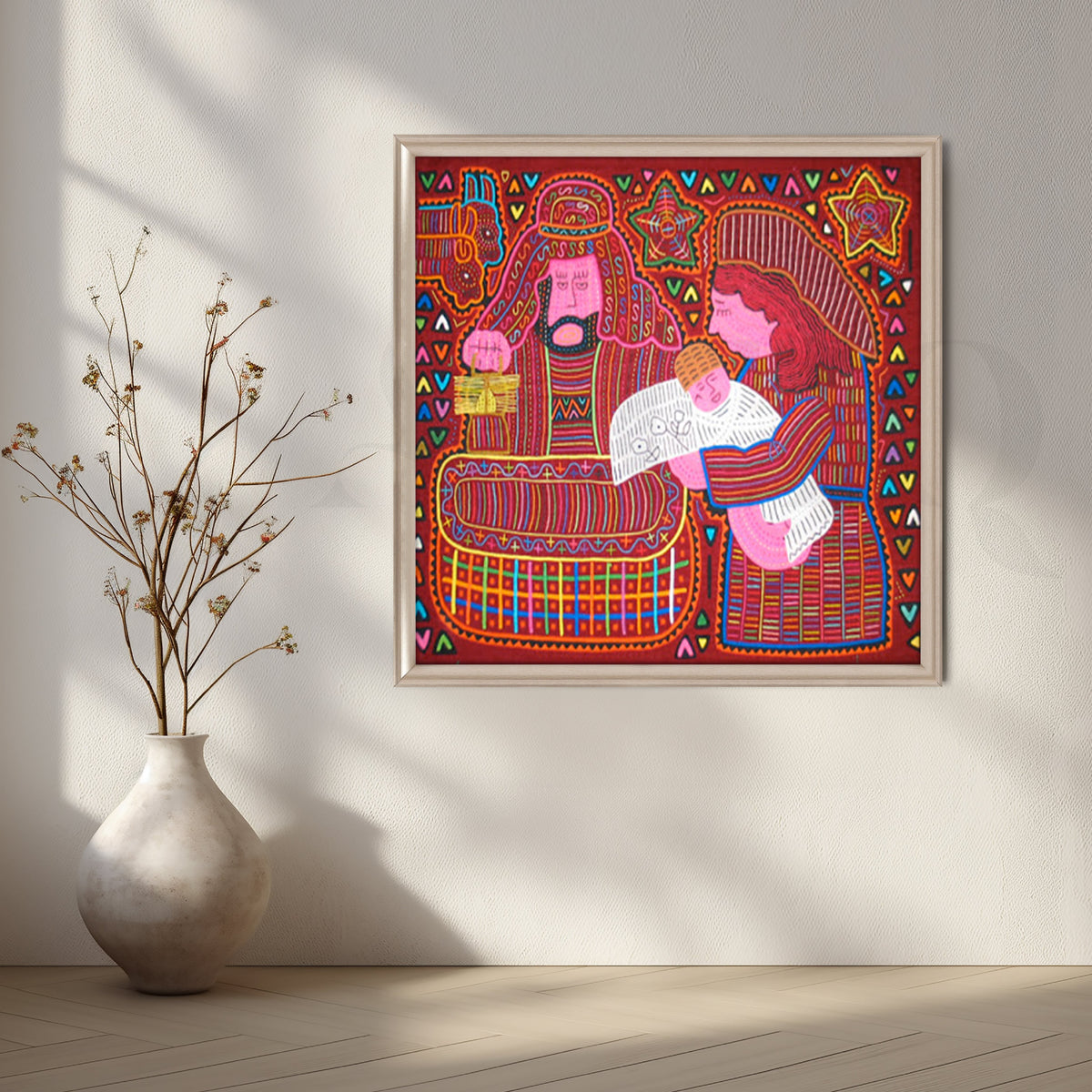 Folk Nativity Family Canvas Artwork – Asha Art Studio – Image 4