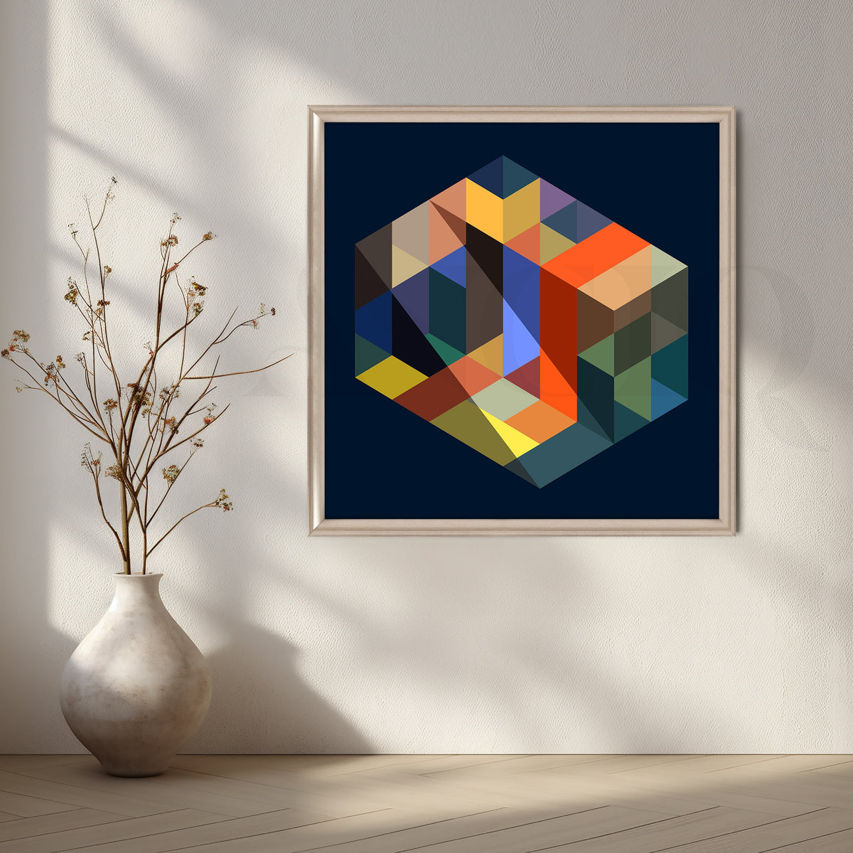 Modern Isometric Cube Canvas Artwork – Asha Art Studio – Image 4