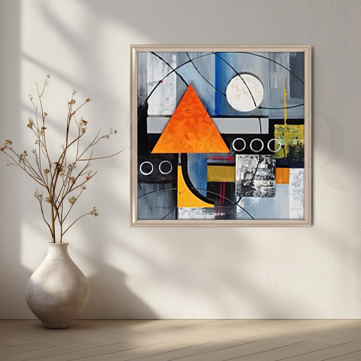 Orange Triangle Modern Canvas Artwork – Asha Art Studio – Image 4
