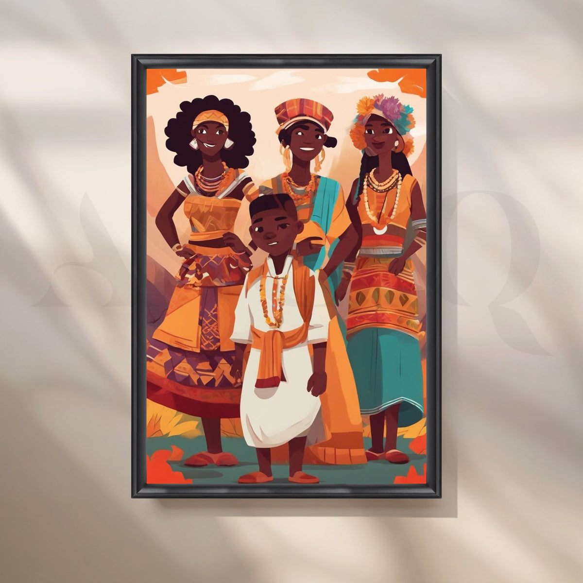 Cheerful African Family Portrait Canvas Artwork – Asha Art Studio – Image 3