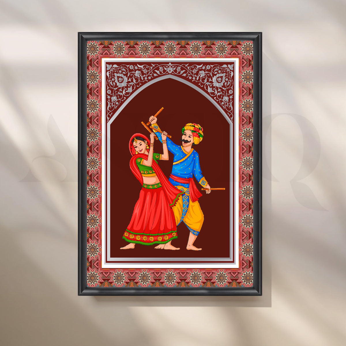 Garba Couple Folk Dance Canvas Artwork – Asha Art Studio – Image 3