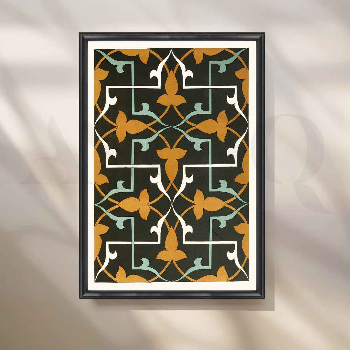 Black Tile Pattern Ornamental Canvas Artwork – Asha Art Studio – Image 3