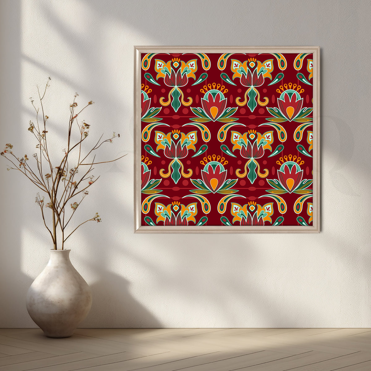 Crimson Bloom Canvas Artwork – Asha Art Studio – Image 4