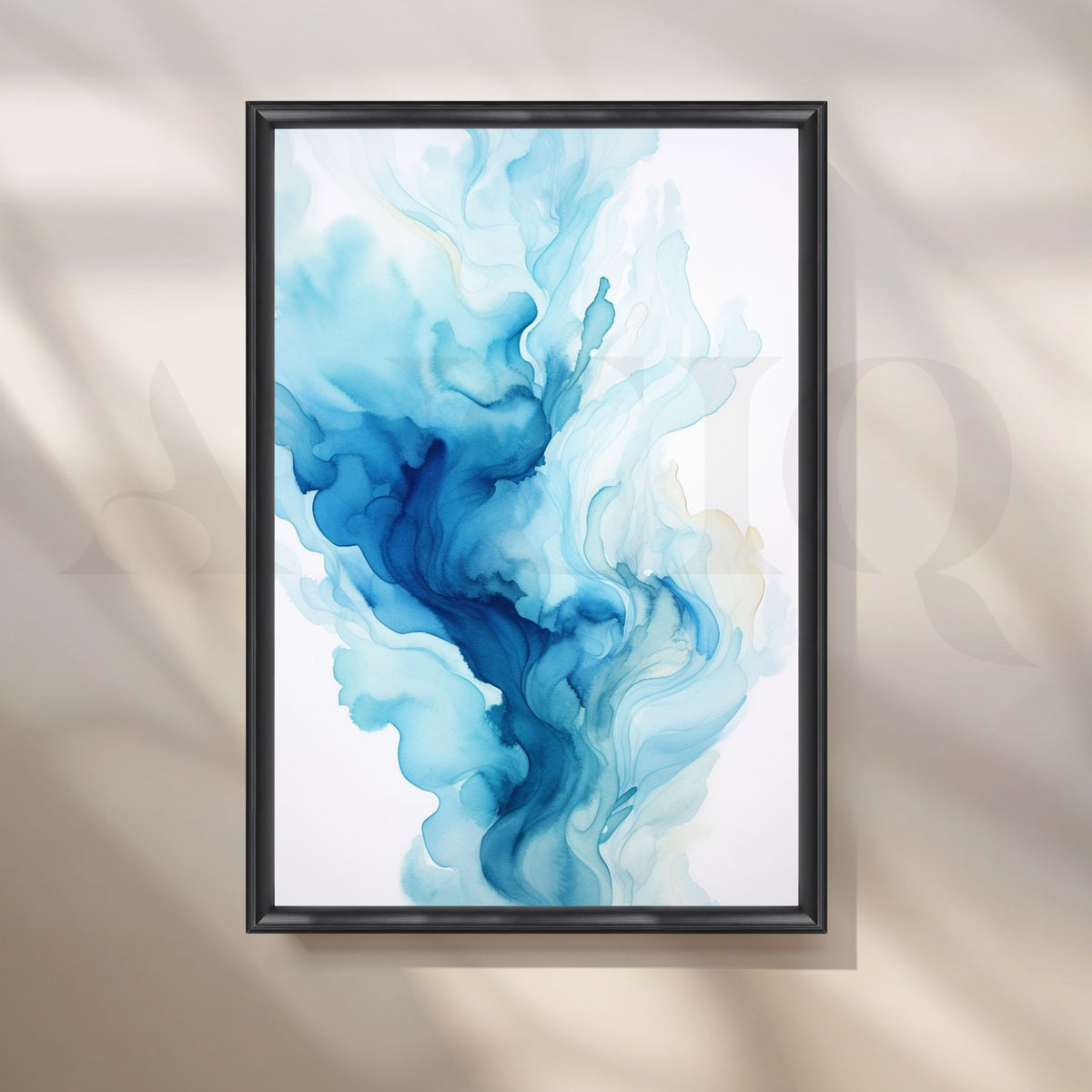 Abstract Blue Waves Canvas Artwork – Asha Art Studio – Image 3
