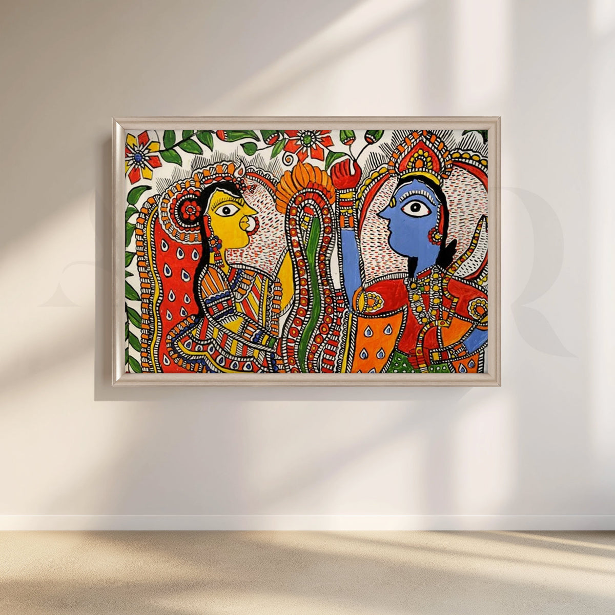 Madhubani Couple Mythology Canvas Artwork – Asha Art Studio – Image 4