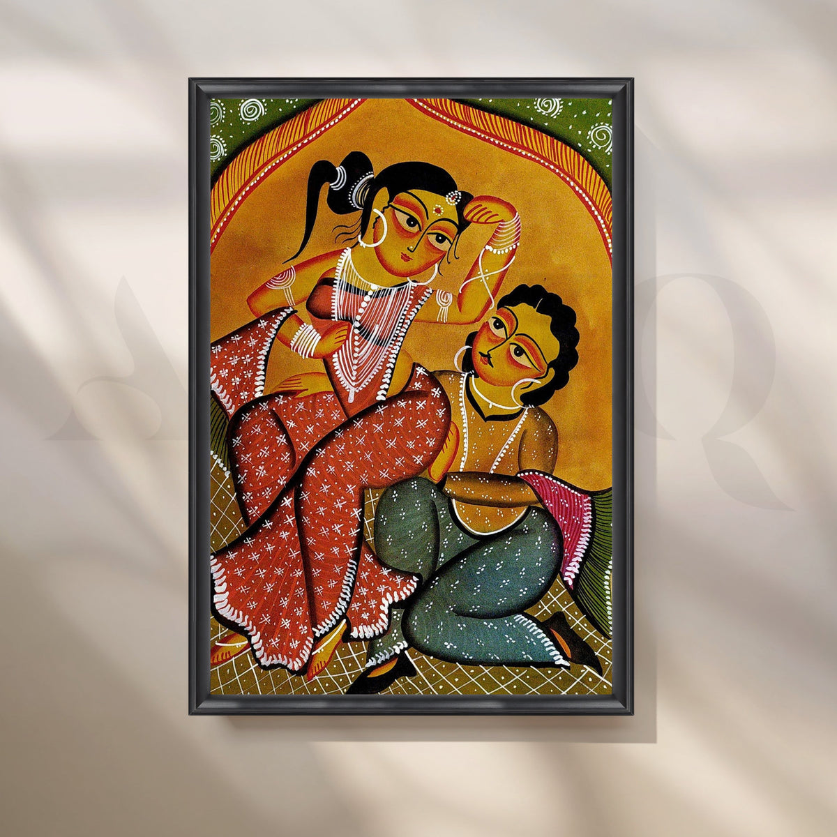 Bengali Folk Couple Canvas Artwork – Asha Art Studio – Image 3