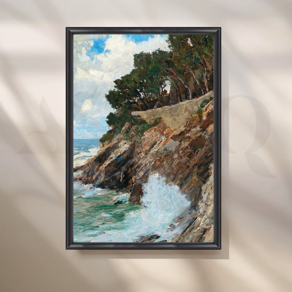 Cliffside Pines and Splash Canvas Artwork – Asha Art Studio – Image 3