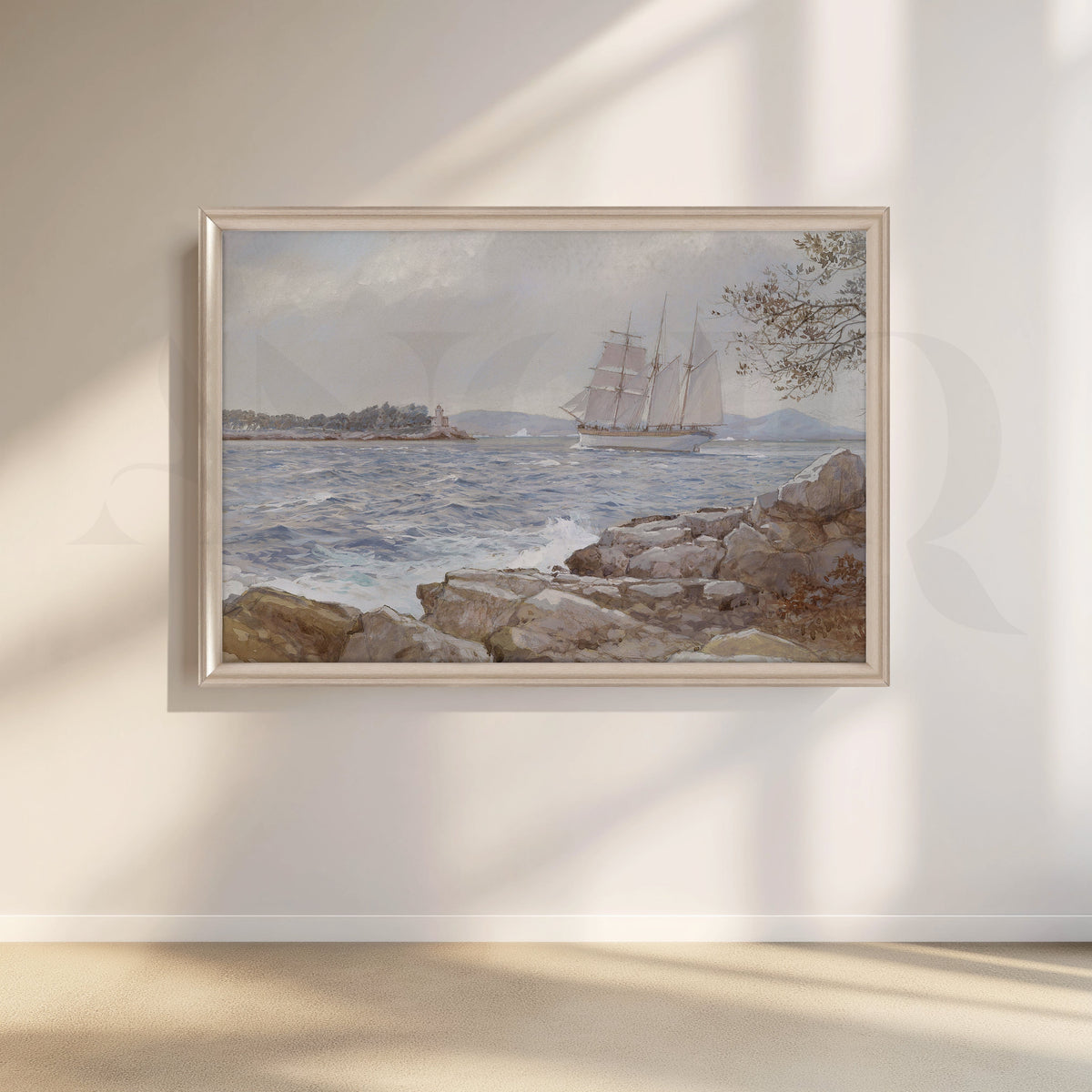 Sailing Past the Lighthouse Canvas Artwork – Asha Art Studio – Image 4
