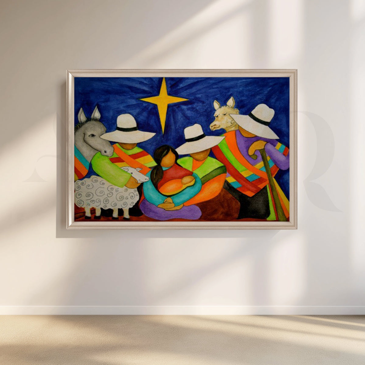 Folk Nativity Celebration Canvas Artwork – Asha Art Studio – Image 4