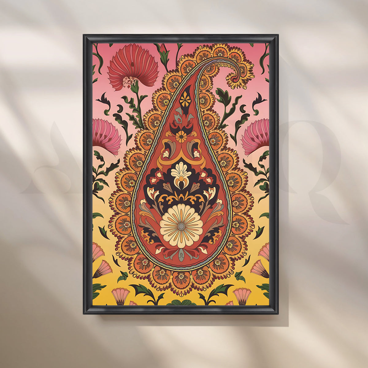 Regal Paisley Bloom Canvas Artwork – Asha Art Studio – Image 3