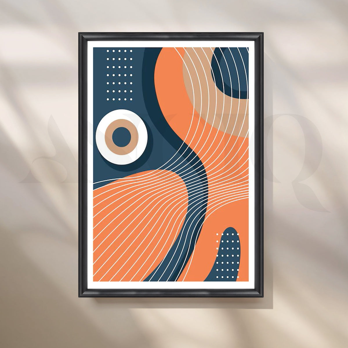 Navy and Orange Modern Geometric Artwork – Asha Art Studio – Image 3