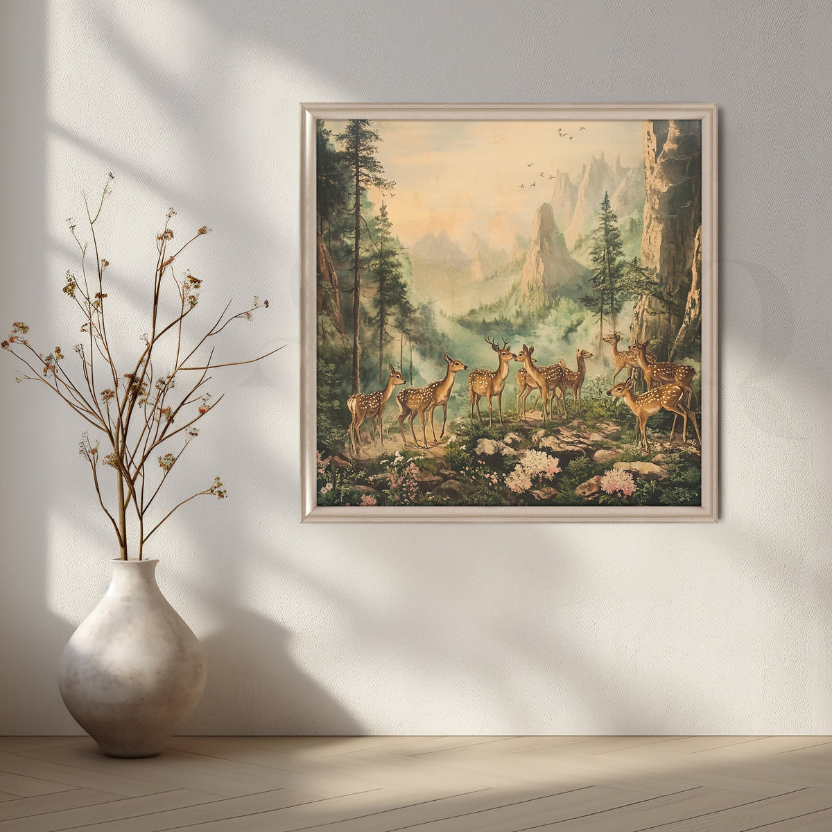 Forest Gathering of Deers Canvas Artwork – Asha Art Studio – Image 4