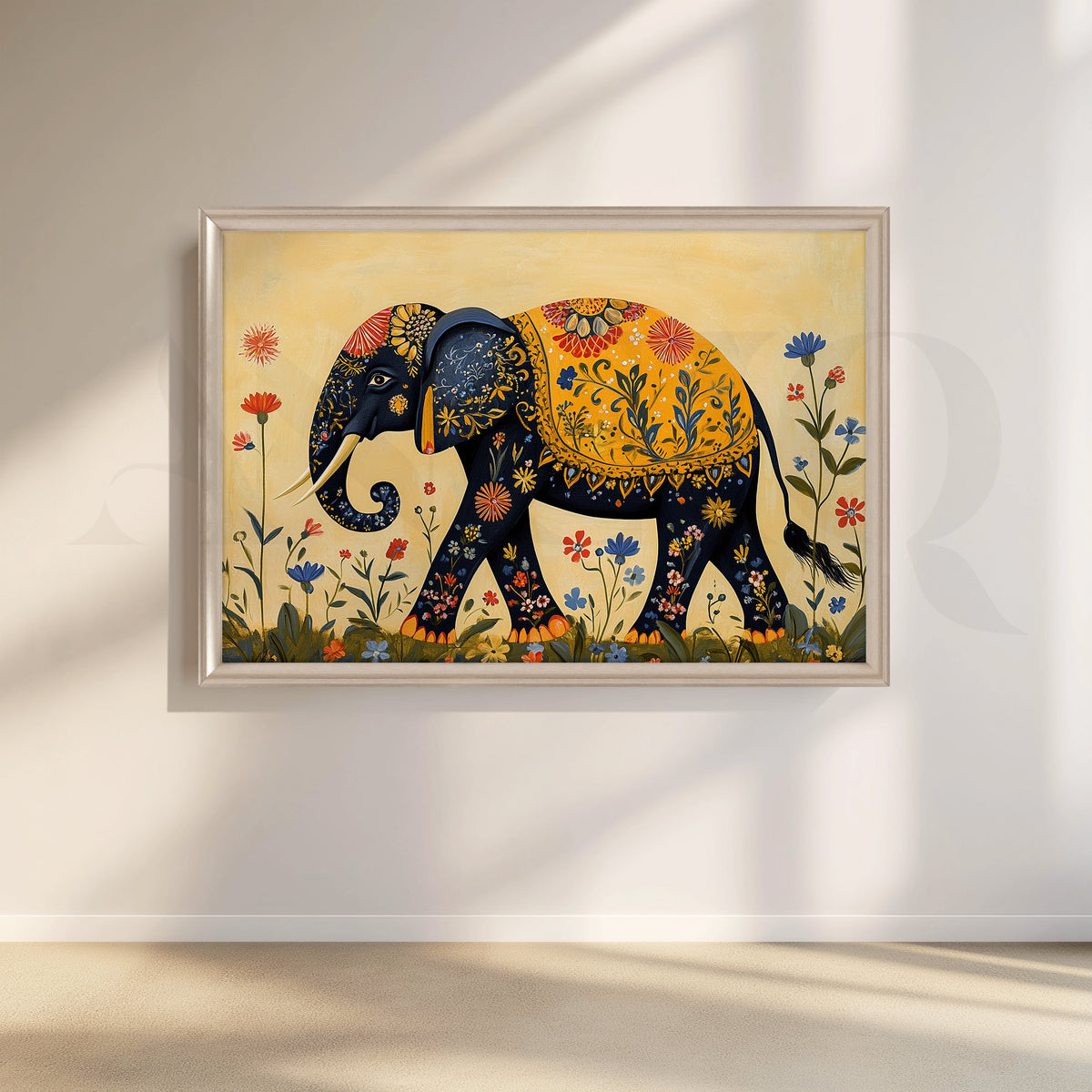 Royal Floral Elephant Indian Canvas Artwork – Asha Art Studio – Image 4
