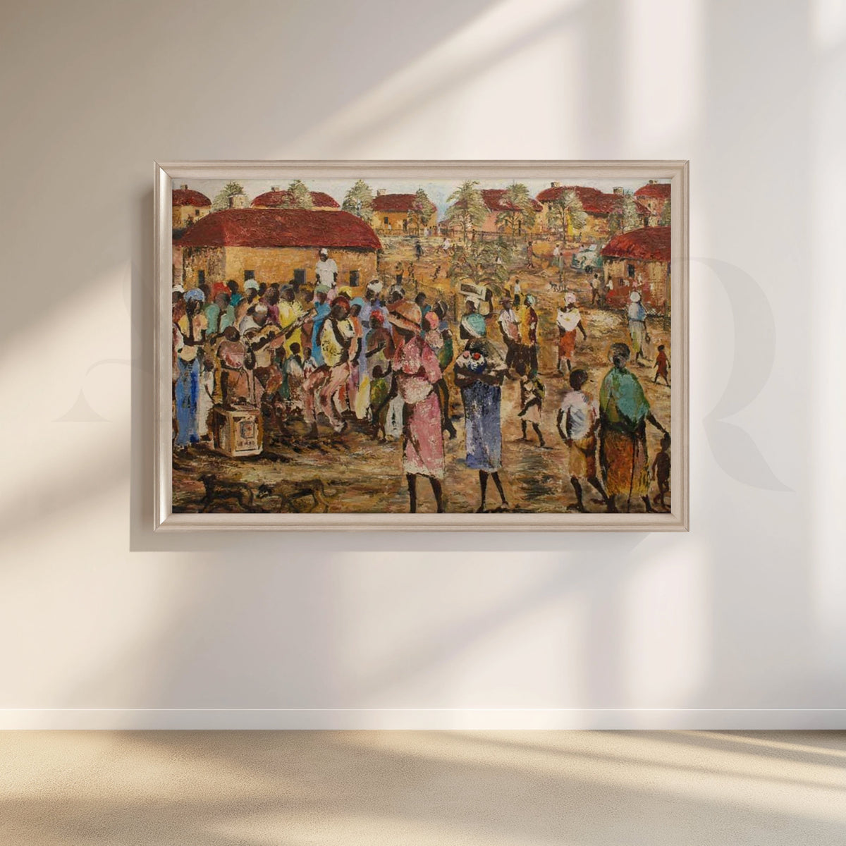 Village Market Life Canvas Artwork – Asha Art Studio – Image 4