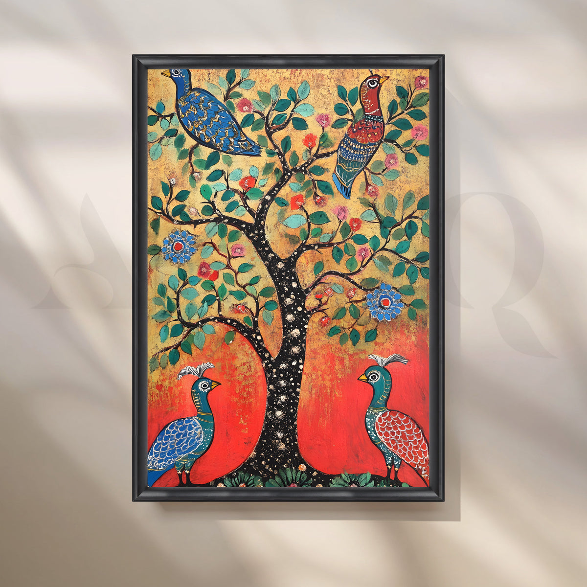 Traditional Peacock Tree Folk Artwork – Asha Art Studio – Image 3