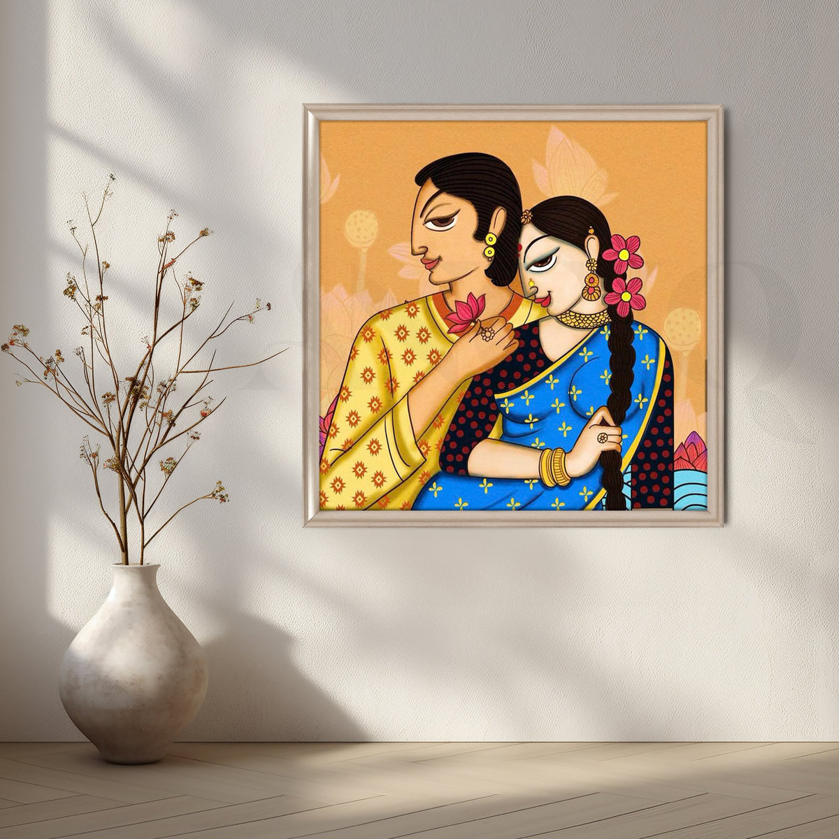 Romantic Indian Folk Couple Artwork – Asha Art Studio – Image 4