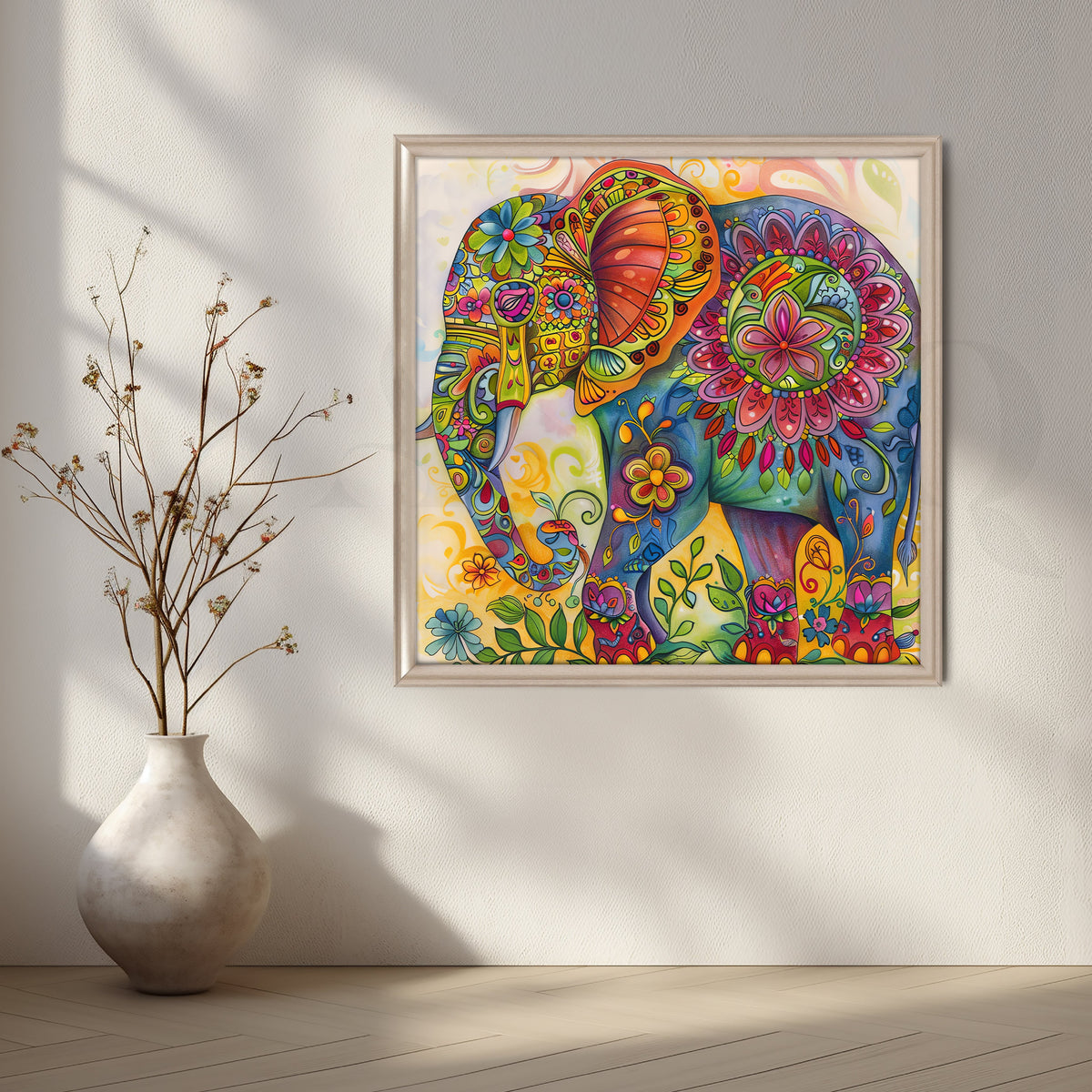 Boho Festival Elephant Canvas Artwork – Asha Art Studio – Image 4