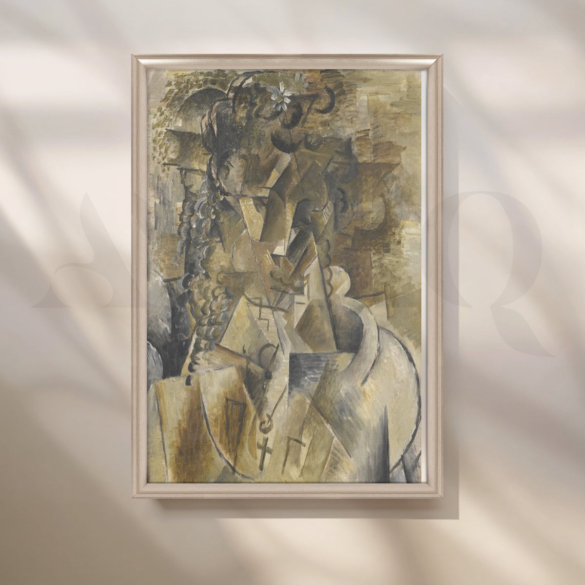 Neutral Cubist Portrait Modern Canvas Artwork – Asha Art Studio – Image 4