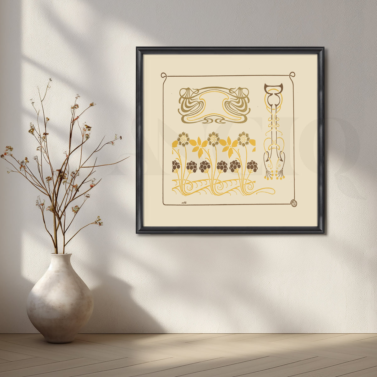 Nouveau Floral Line Canvas Artwork – Asha Art Studio – Image 3
