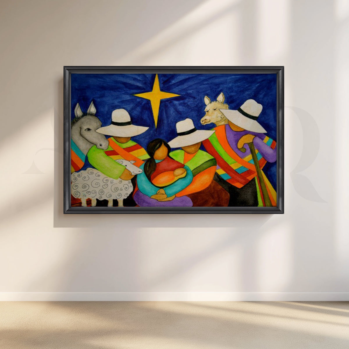 Folk Nativity Celebration Canvas Artwork – Asha Art Studio – Image 3