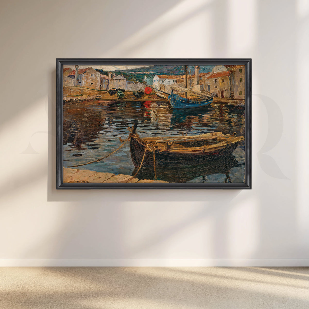 Rustic Fishing Reflections Canvas Artwork – Asha Art Studio – Image 3