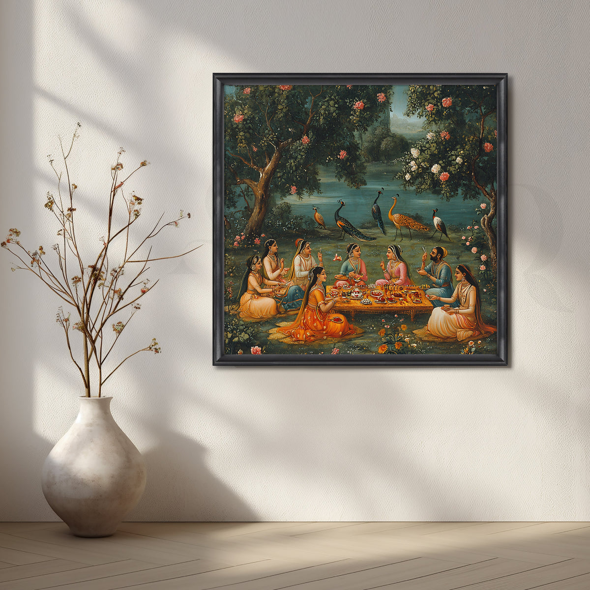 Royal Picnic by the Lake Canvas Artwork – Asha Art Studio – Image 3