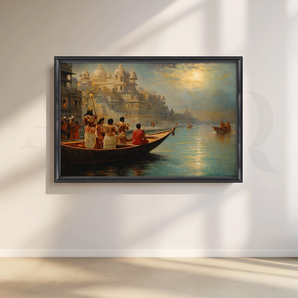 Morning Prayers by the Ghat Canvas Artwork – Asha Art Studio – Image 3