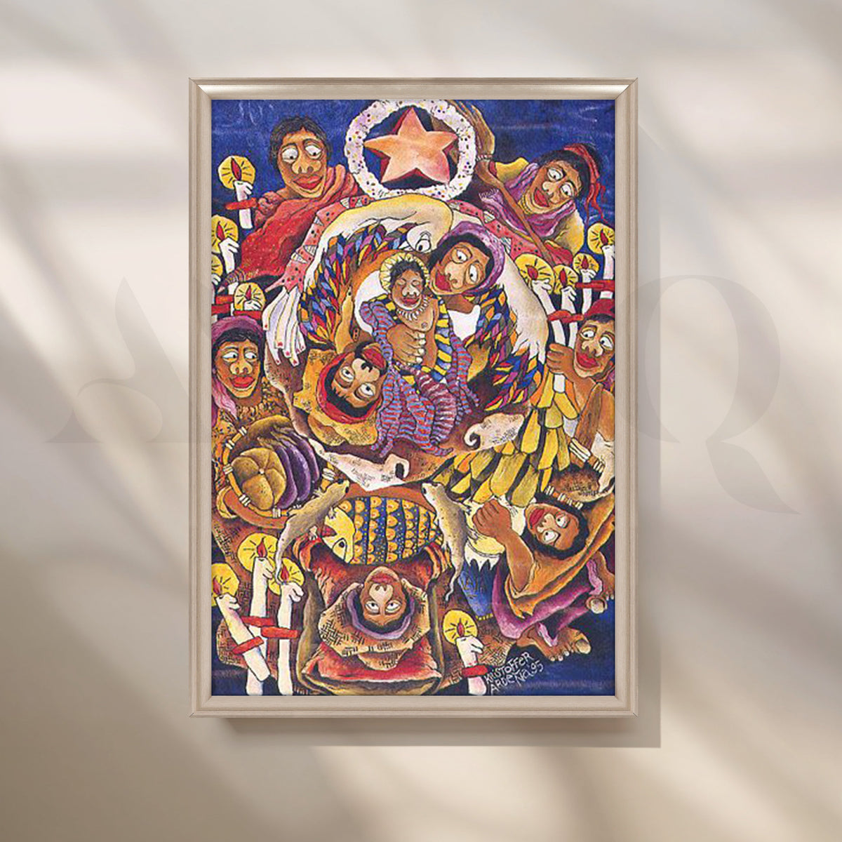 Festive Nativity Folk Canvas Artwork – Asha Art Studio – Image 4