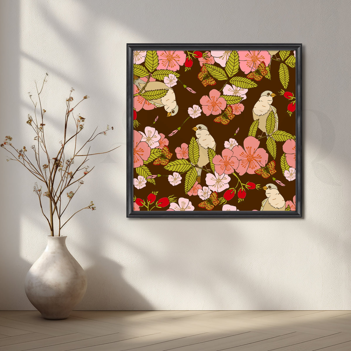 Tropical Birds and Blossoms Canvas Artwork – Asha Art Studio – Image 3