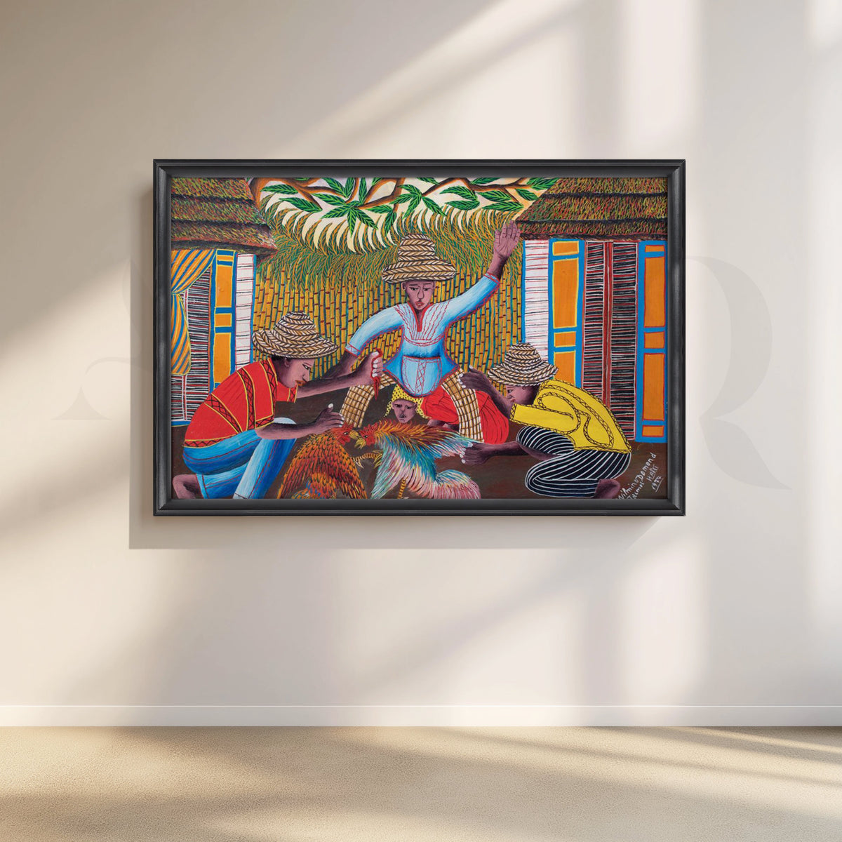 Tropical Village Gathering Folk Canvas Artwork – Asha Art Studio – Image 3