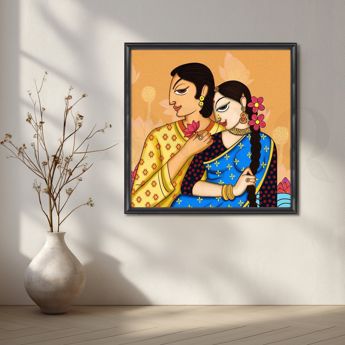 Romantic Indian Folk Couple Artwork – Asha Art Studio – Image 3