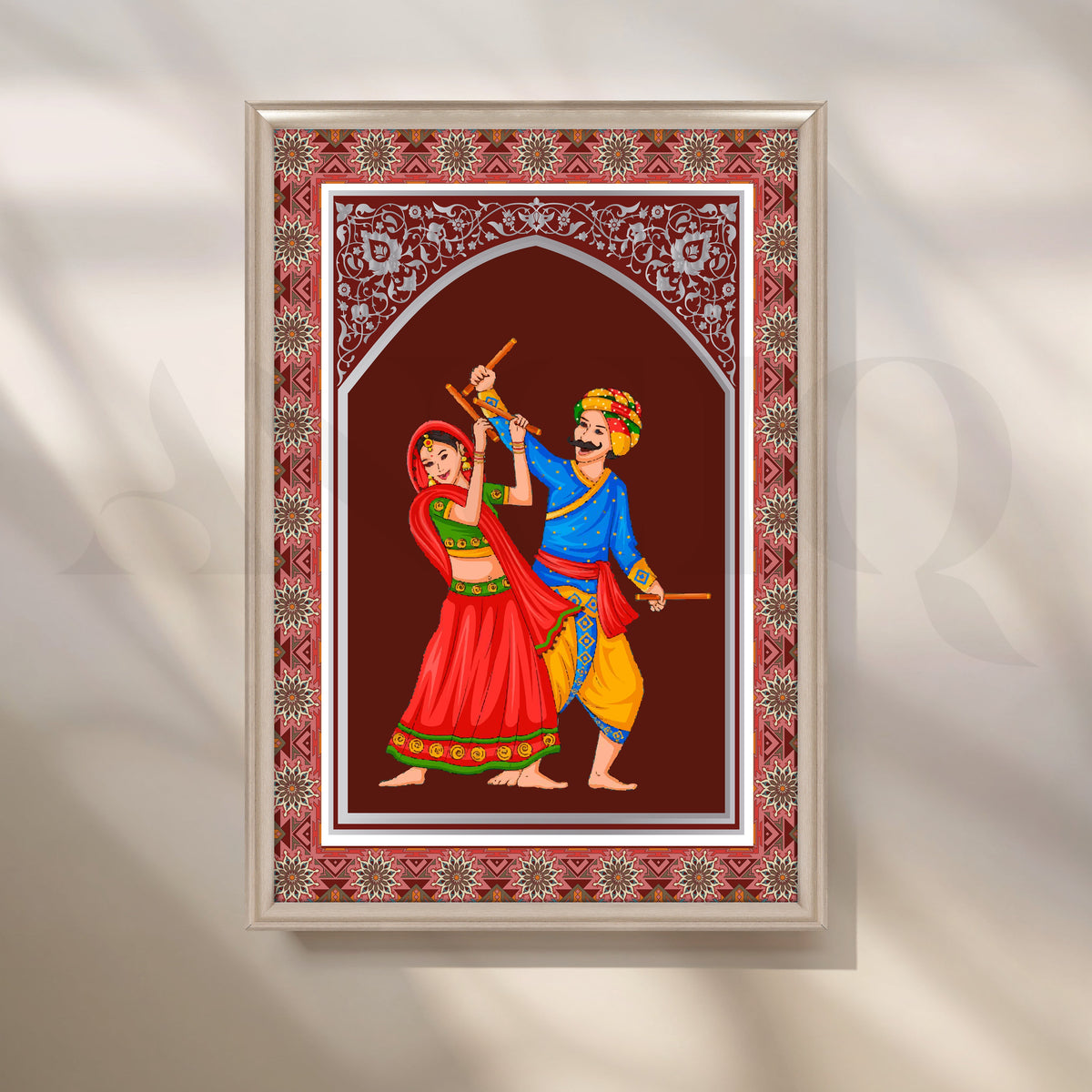Garba Couple Folk Dance Canvas Artwork – Asha Art Studio – Image 4