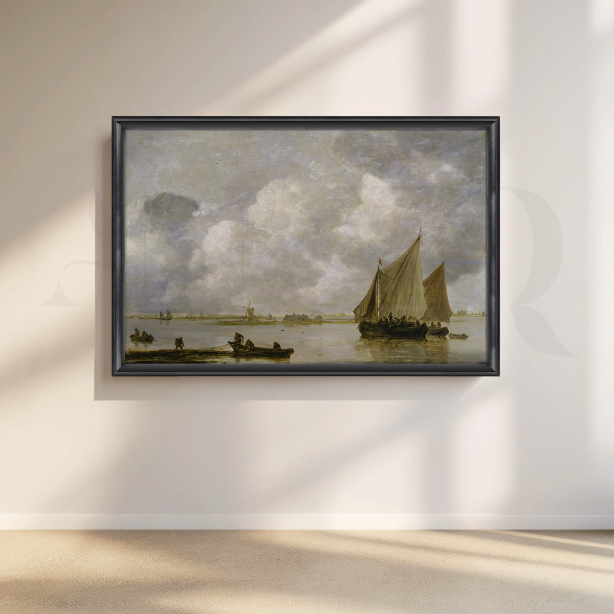 Tranquil Harbor Boats Canvas Artwork – Asha Art Studio – Image 3
