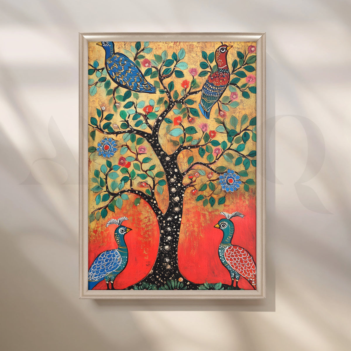 Traditional Peacock Tree Folk Artwork – Asha Art Studio – Image 4