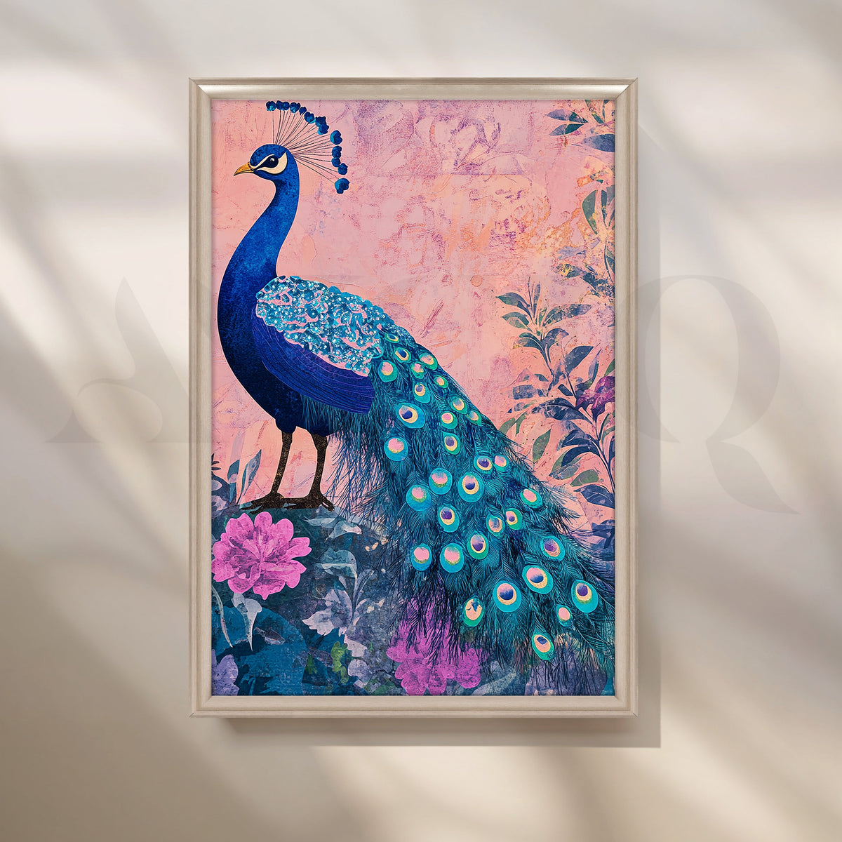 Royal Blue Peacock Canvas Artwork – Asha Art Studio – Image 4