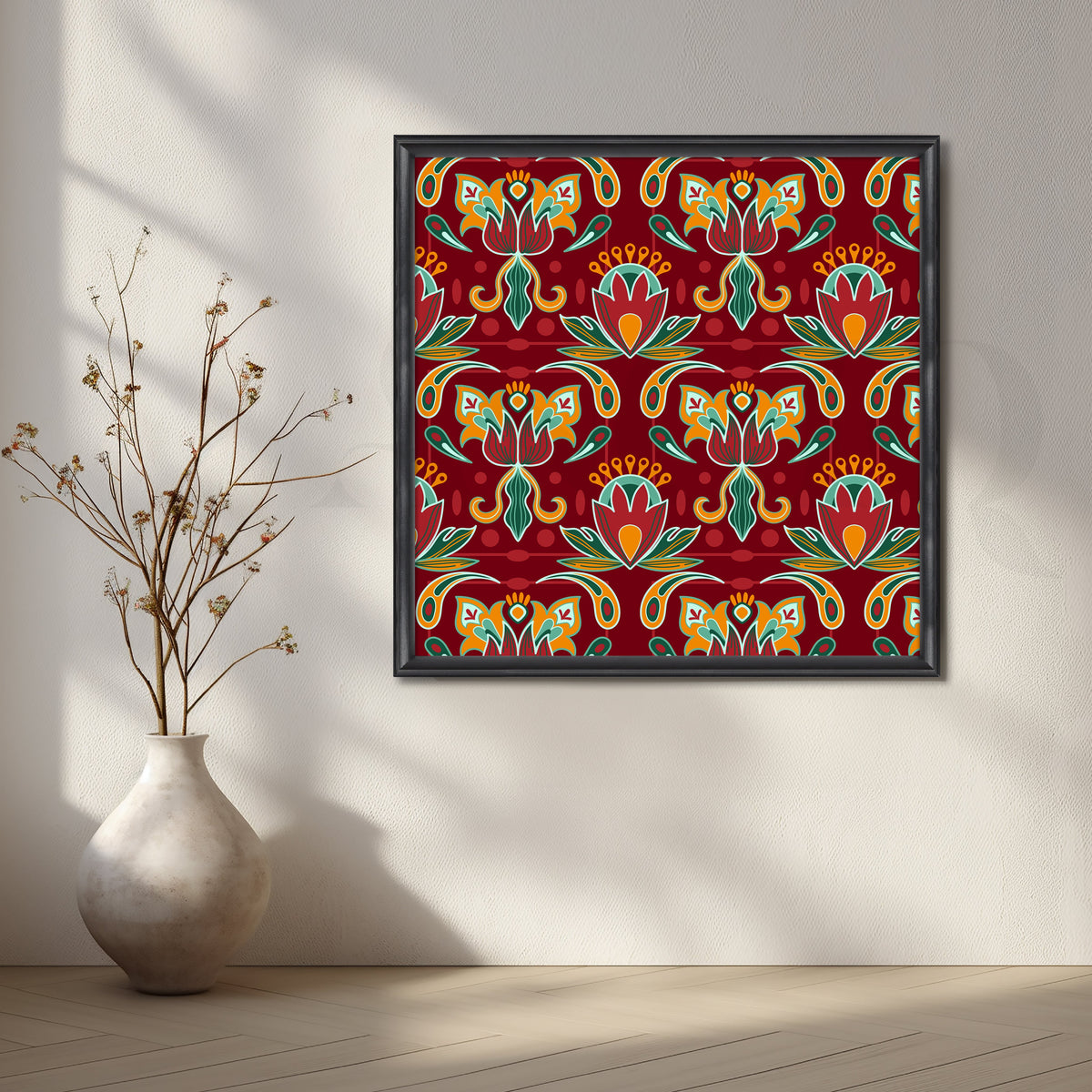 Crimson Bloom Canvas Artwork – Asha Art Studio – Image 3