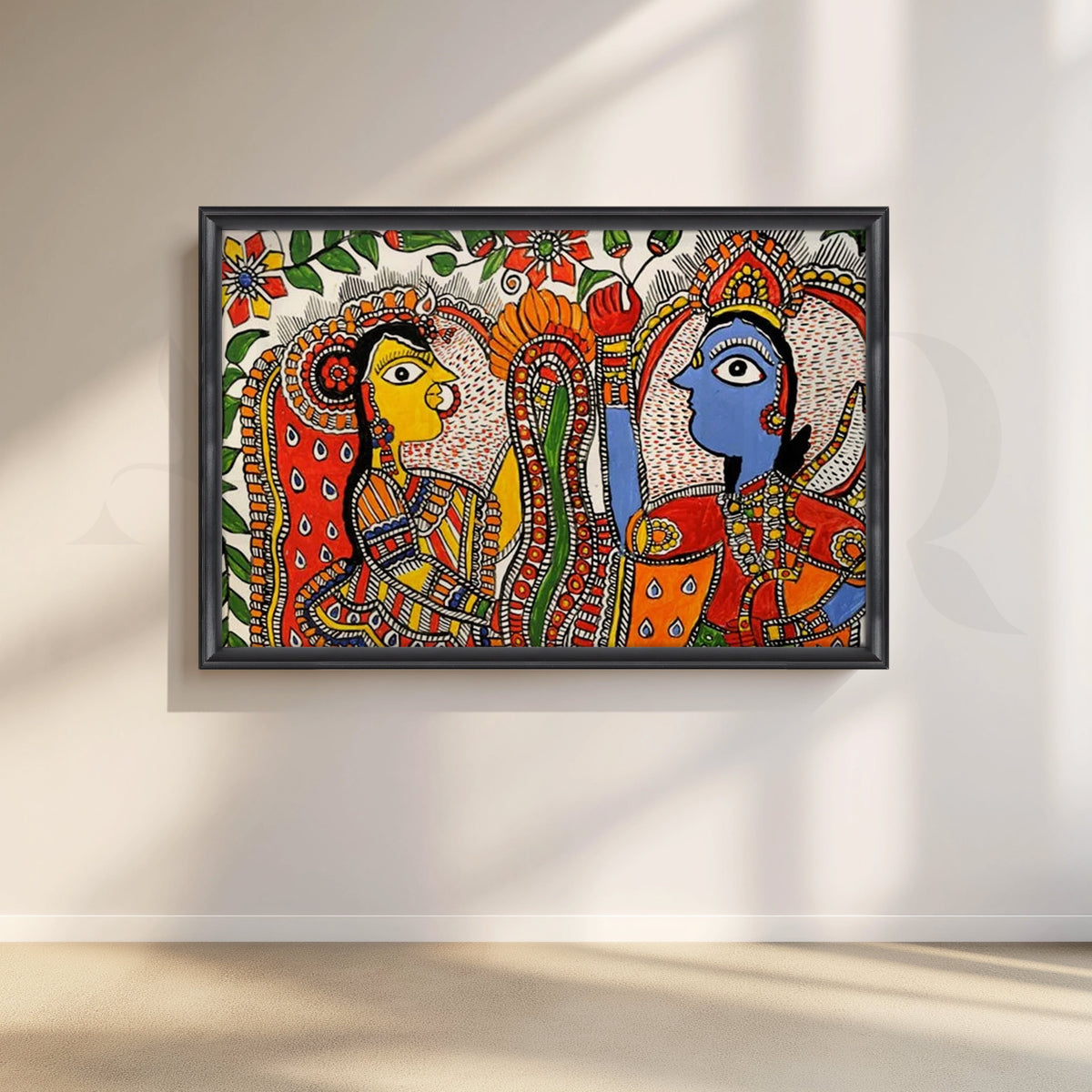 Madhubani Couple Mythology Canvas Artwork – Asha Art Studio – Image 3