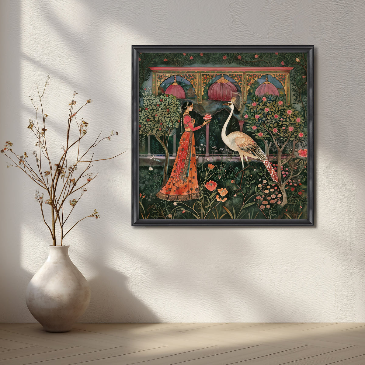 Moonlit Garden Encounter Canvas Artwork – Asha Art Studio – Image 3