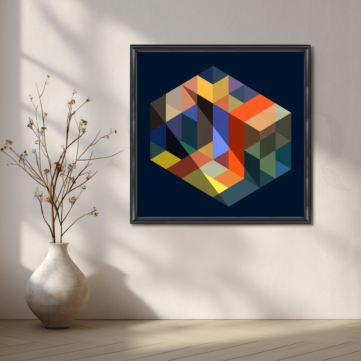 Modern Isometric Cube Canvas Artwork – Asha Art Studio – Image 3