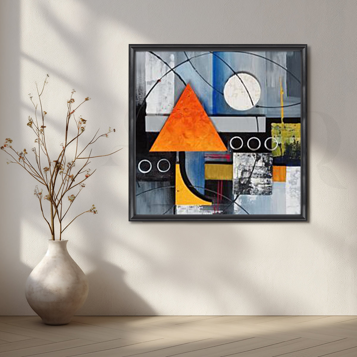 Orange Triangle Modern Canvas Artwork – Asha Art Studio – Image 3